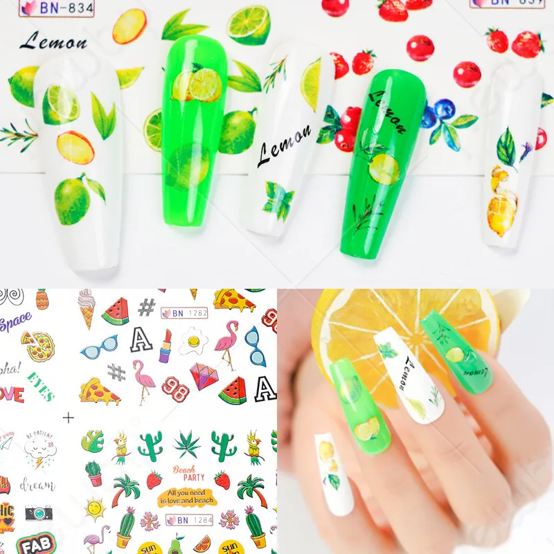 

Fruit Cake Color Cartoon Charm Design Nail Art Transfer Foil Sticker Directly Paste on Nail Decoration Nail Art Accessories
