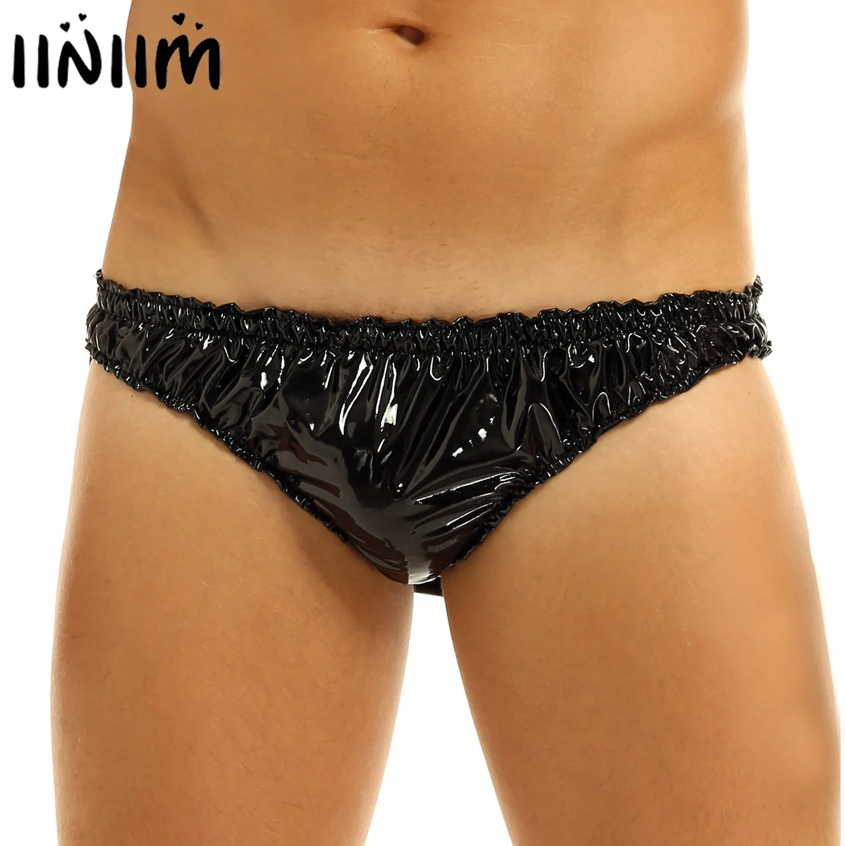 Мужские трусы брифы из латекса синие слипы сексуальное нижнее белье для мужчин