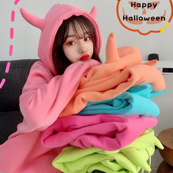 

Hoodies Women Candy Color Thicken Winter Warm High Quality Female Wild Solid Stylish Pullover Sweatshirt Harajuku BF Girl Coat