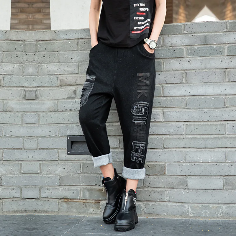 Женские винтажные джинсовые брюки Harajuku в готическом стиле|Прямые джинсы| |