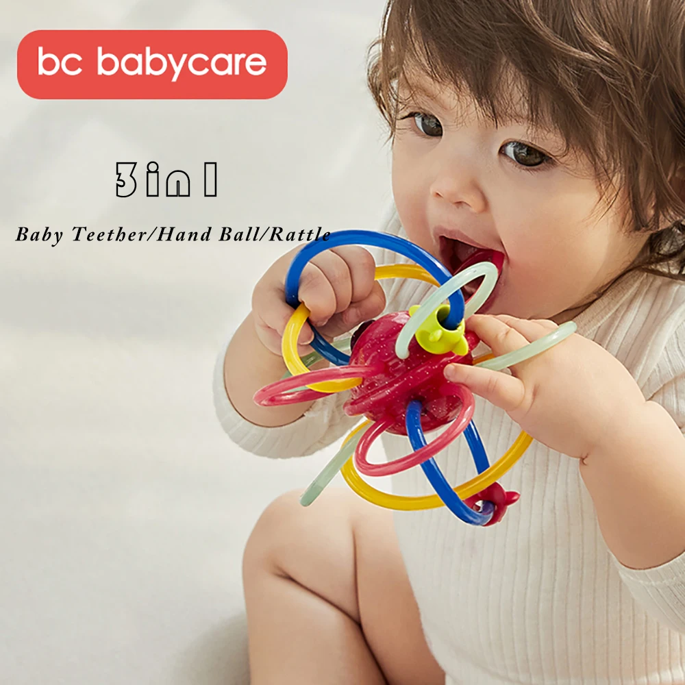 

BC Babycare Rattle Baby Soft Teether Safe Develop Intelligence Candy Manhattan Hand Ball Infant Educational Sensory Teething Toy