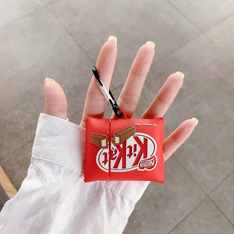 Чехол с мультяшными наушниками для Airpods Pro AirPods 1 2 3D Funny Kitkat Chocolate Bluetooth наушники