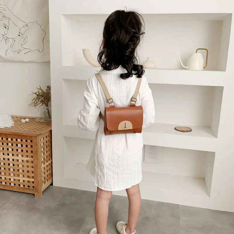 

Cute Kids Boys Kindergarten School Bag PU Leather Baby Girls Mini Shoulder Bags Cartoon Bear Children's Small Wallet Handbags