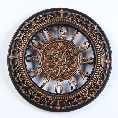 Antique copper 12 дюймов Европейский стиль ретро настенные часы акриловые гостиная спальня круглые офисные немой кварцевые настенные часы под старину золотой черный белый - Цвет: Antique copper
