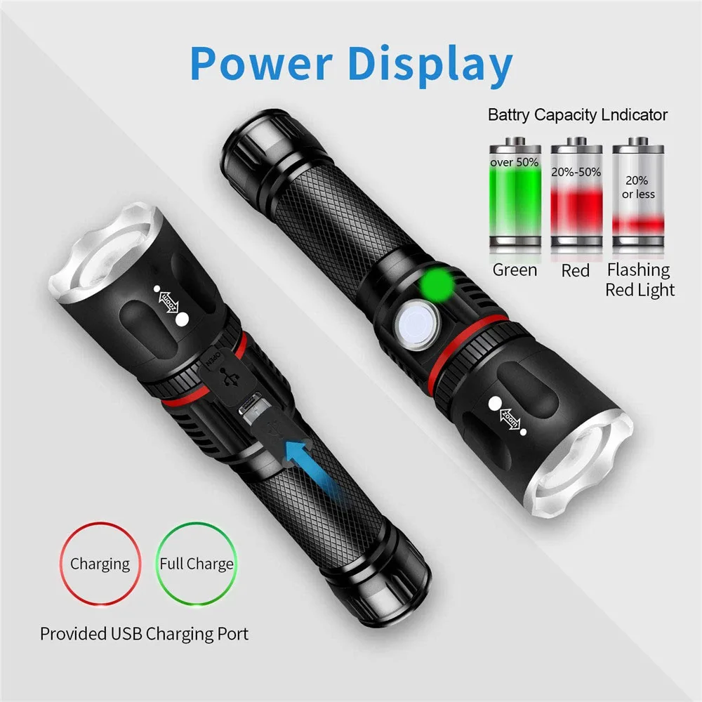 8000LM мощный L2 светодиодная вспышка светильник USB Перезаряжаемые Магнитный фонарь