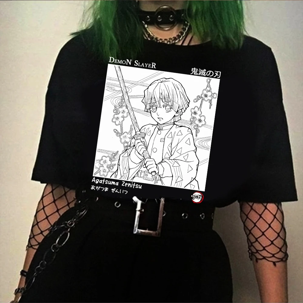 

Футболка с коротким рукавом и принтом аниме Demon Slayer Zenitsu Agatsuma