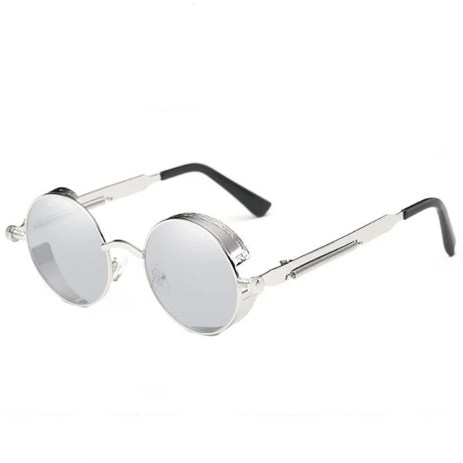 Круглые металлические солнцезащитные очки в стиле стимпанк для мужчин и женщин