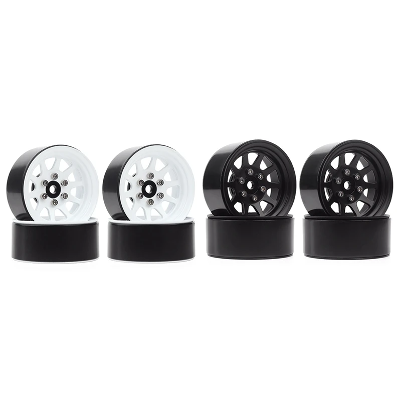 

8 Pcs 1.9 Beadlock Wheel Rims For 1:10 RC Crawler Axial SCX10 AXI03007 90046 Traxxas TRX4, 4 Pcs White & 4 Pcs Black