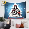 BlessLiving Christmas Tree Tapestry Blue Cartoon Decorative Wall Carpet for Kids Panda Snow Wall Hanging 150x200cm Bedspreads 1