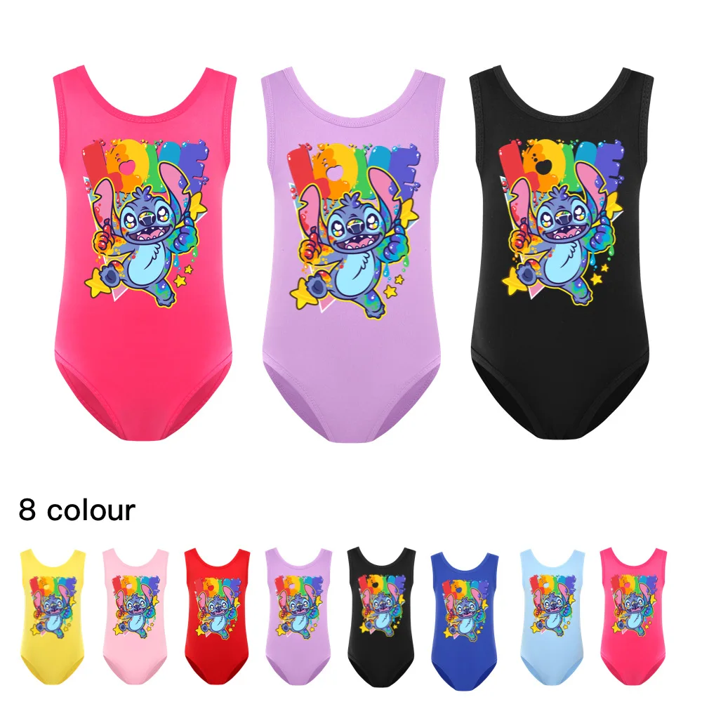 

Stitch Girls Swimwear 1 -10 Years Toddler Swimsuit Milk Silk Fabric One Piece Holiday Beachwear Children Printing Bathing Suit