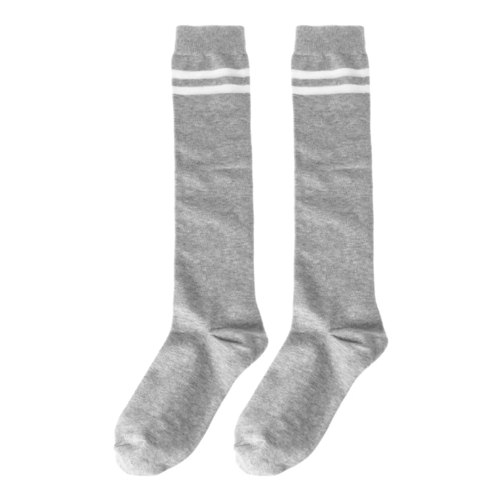 light grey Новинка; Модные Полосатые чулки ярких цветов до бедра; женские кружевные пикантные хлопковые чулки; сезон осень-весна; Гольфы выше колена - Цвет: light grey