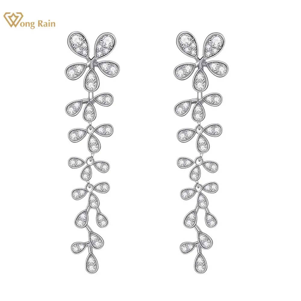 

Wong Rain Luxury 100% 925 Sterling Silver Created Moissanite Gemstone Drop Dangle Cocktail Women Earrings Fine Jewelry Wholesale