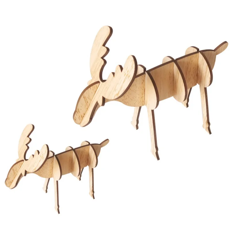 DIY сборка оленей Рождественская елка украшения деревянные Рождественские