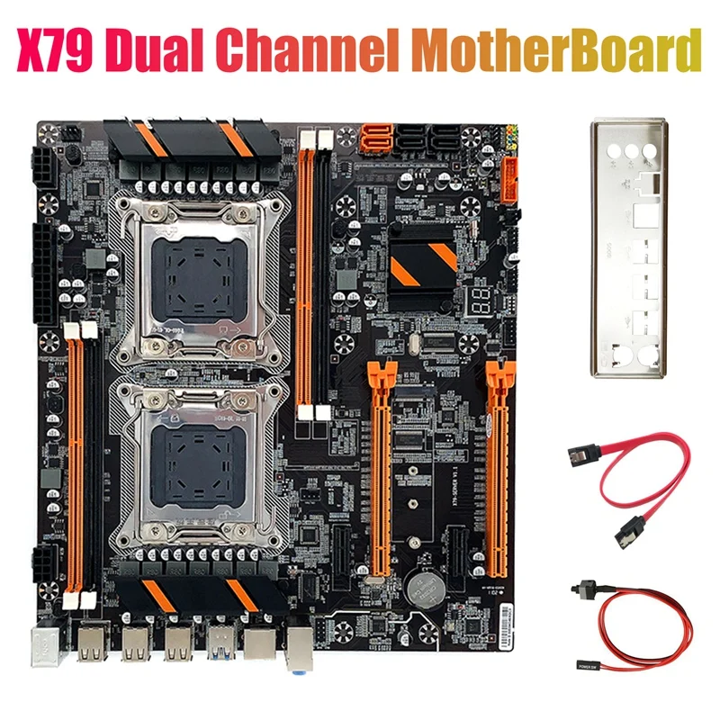 X79 Motherboard Dual CPU Slot LGA2011 MAIN BOARD USB3.0 PCI-E 3.0 16X PCI-E NVME M.2 SSD Support for Xeon Processor