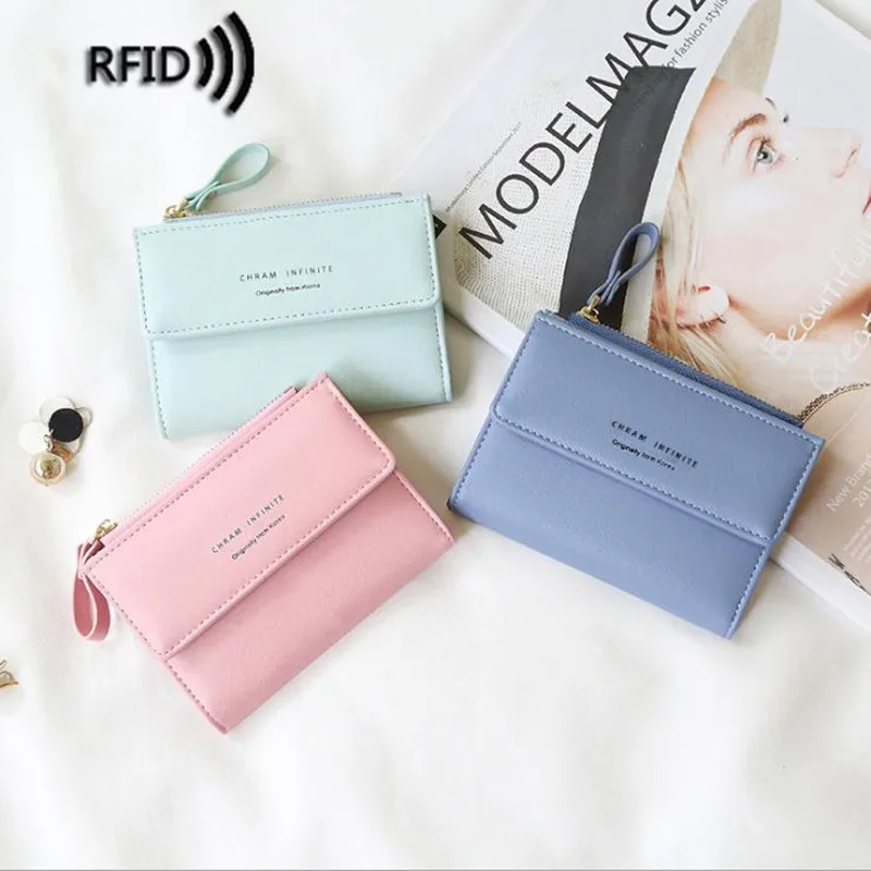 Новое поступление RFID кошелек модные короткие женские кошельки на молнии