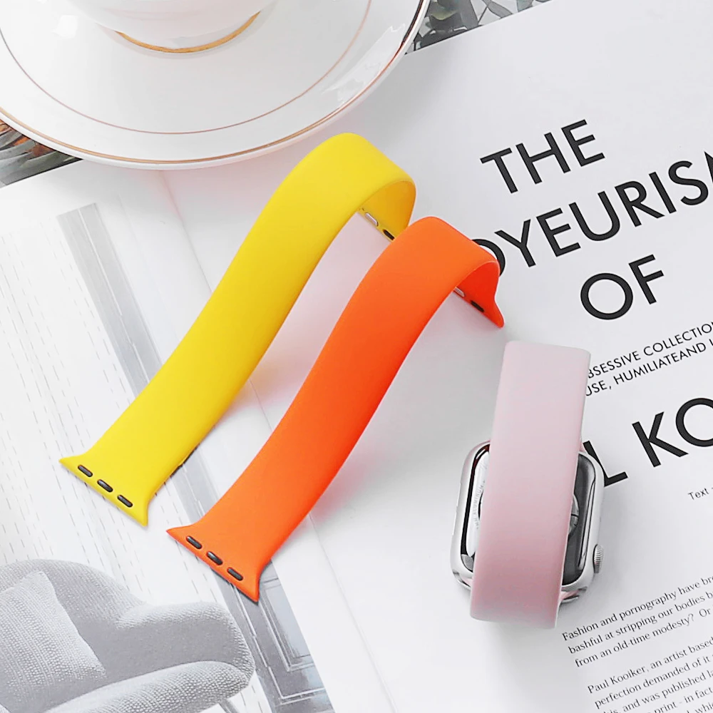 

Strap for Apple Watch 5 Band 44mm 40mm on iWatch Series 23/4/6/SE Elastic Belt Silicone Solo Loop Bracelet Accessories 42mm 38mm