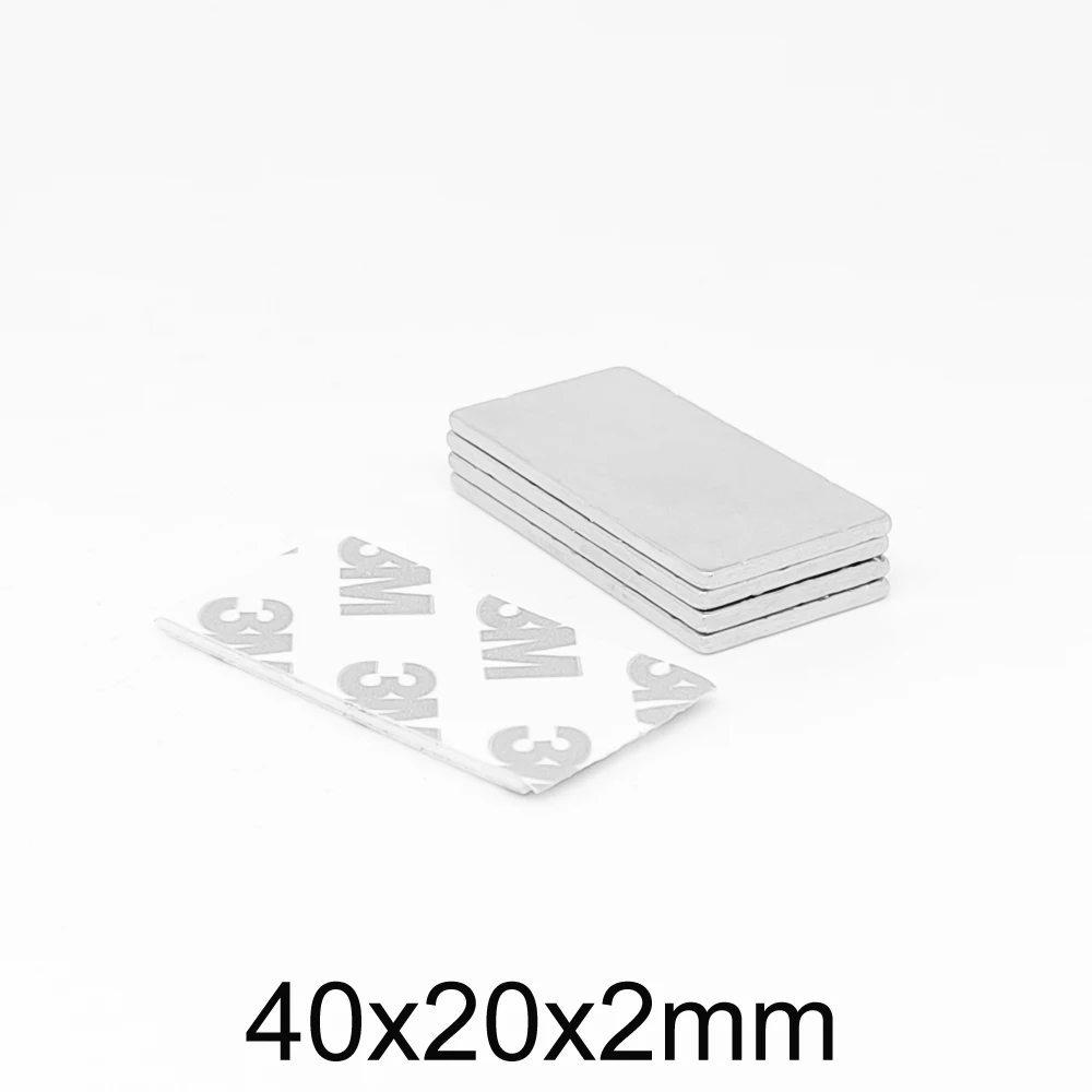 

2/5/10/15/20/50PCS 40x20x2mm Block Strong Powerful Magnets With 3M Self - Adhesive 40*20*2 Long Neodymium Magnet Sheet 40x20x2