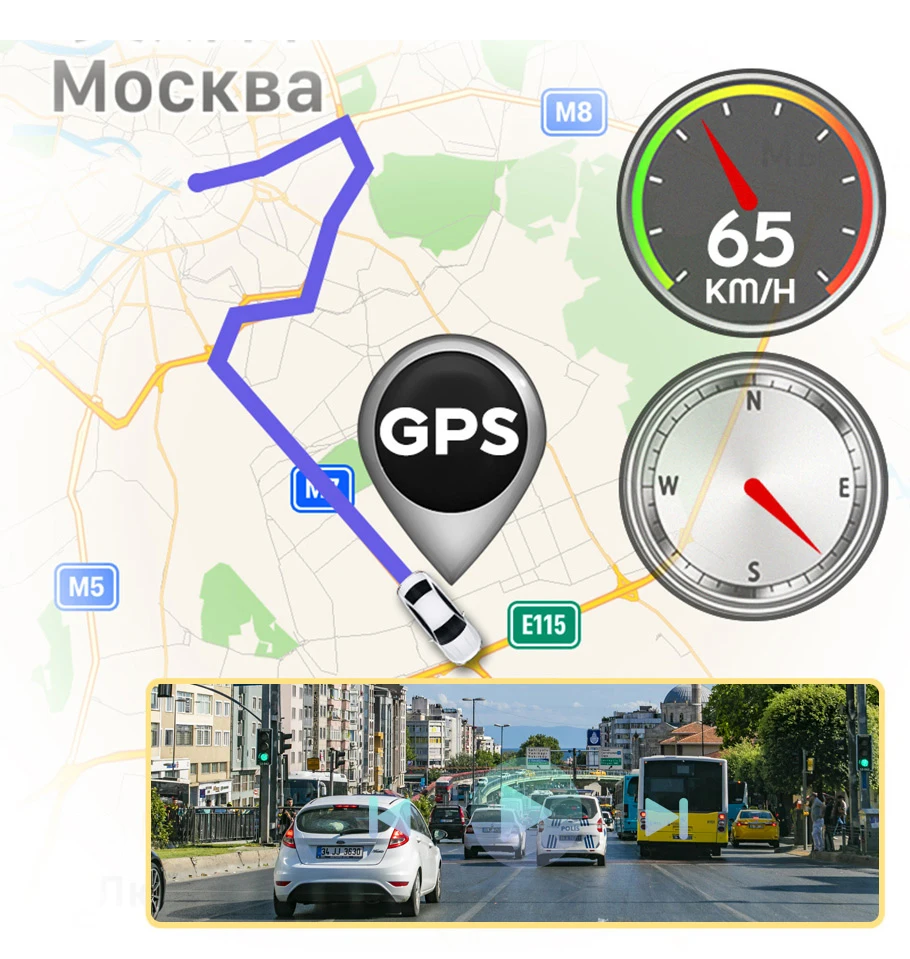 Видеорегистратор автомобильный 3840*2160P видеорегистратор 4K Wi-Fi GPS Трек 30 кадров/с