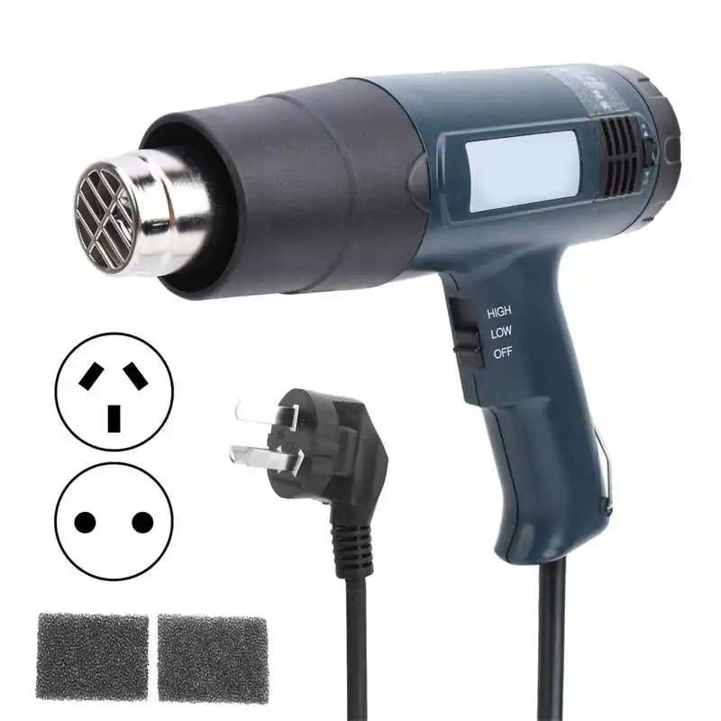 Электрический термовоздушный пистолет 220V 1600W с регулируемой горячей и холодной температурой для сварки пластика с европейской и австралийской вилками.