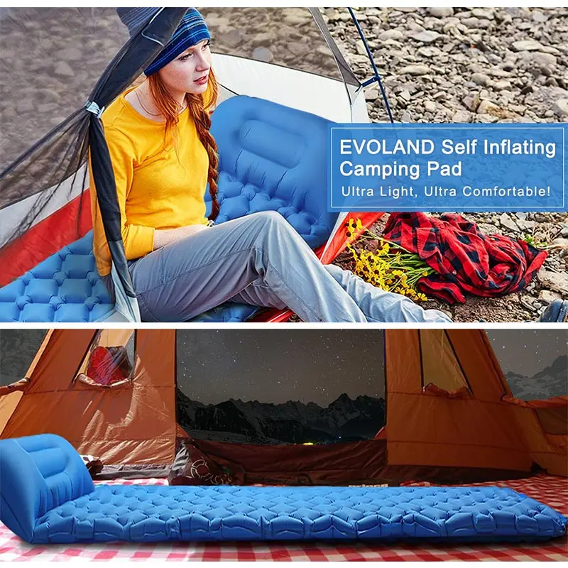 

Portable Inflatable Air Mattress Camping Beach Picnic Mat Sleeping Sofa Pad Outdoor Backpacking Inflatable Mattress with Pillow