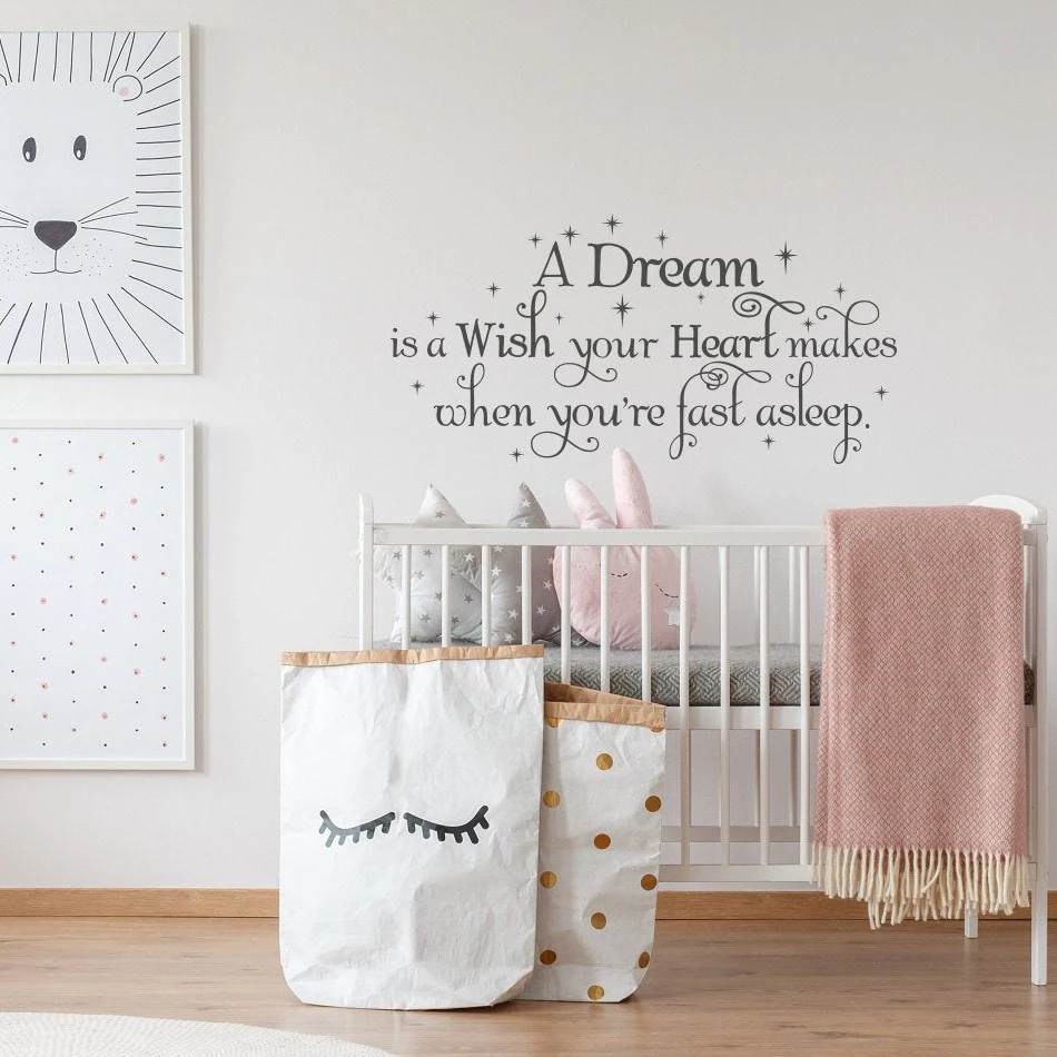 

Cinderella Wall Decal Quote A Dream Is A Wish Your Heart Makes When You're Fast Asleep Nursery Decal Vinyl Girl Room Decor Z991