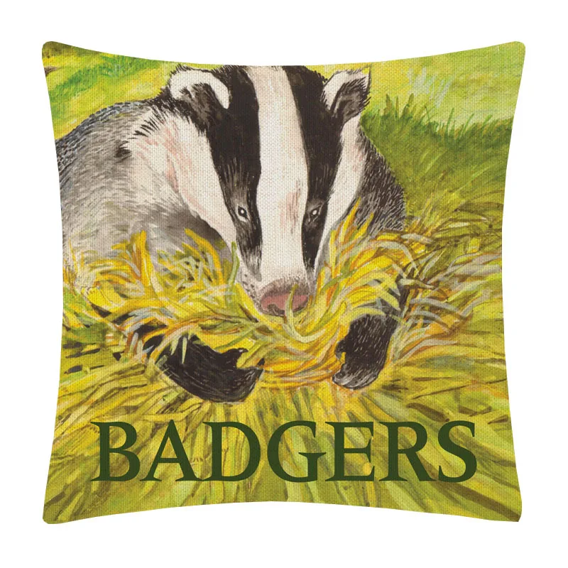 Cartoon Badger Animal Cushion Covers Linen Throw Pillow Cover 45X45cm Sofa Decoration | Дом и сад
