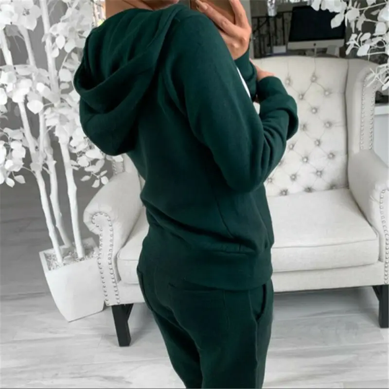 Комплект Повседневный Женский флисовый свитшот на молнии с капюшоном и длинным