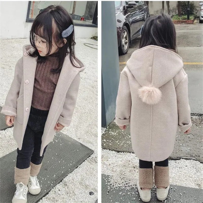 Зимнее длинное пальто для девочек с желтыми цветами теплое шерстяная куртка