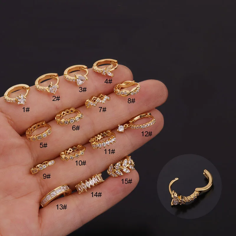 

1Pc 20G CZ Ear Piercing Jewelry Cartilage Hoop Earring Fashion Helix Tragus Daith Conch Rook Snug Lobe Ear Piercing Jewelry