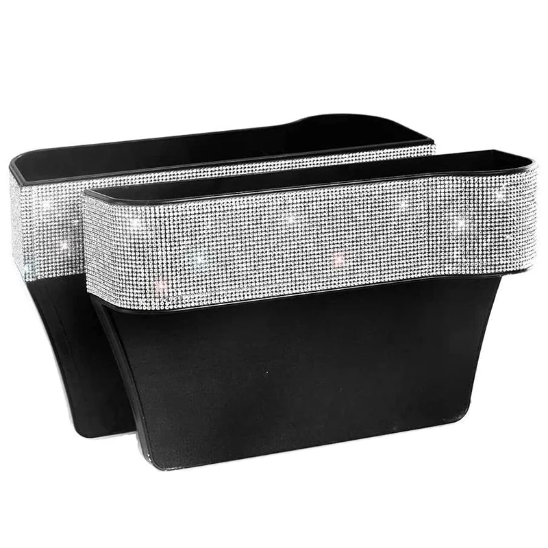

Bling Car Seat Organizer Front Seat Space Filler With Crystal Rhinestones Diamond, 2 Pack Car Seat Organizer