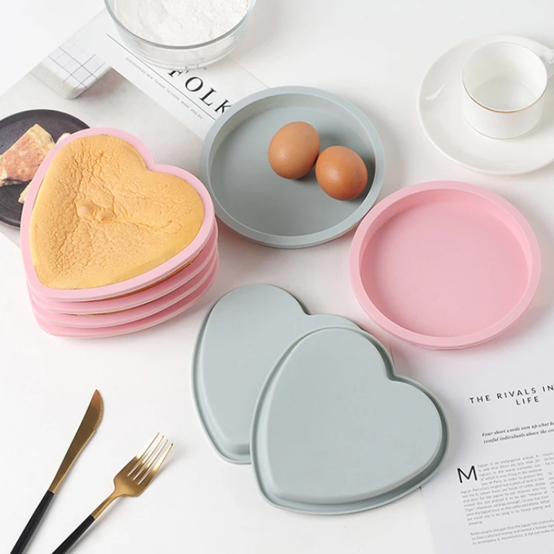 

6 Inch Silicon Cake Mold Love Heart Round DIY Oven Baking Pan Mould Kitchen Accessories Cookie Fondant Mousse Mold Bakeware Tool