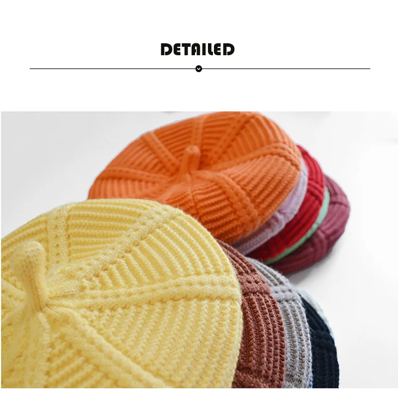 Детские вязаные береты осень и зима 2019 новые шерстяные шапки модные