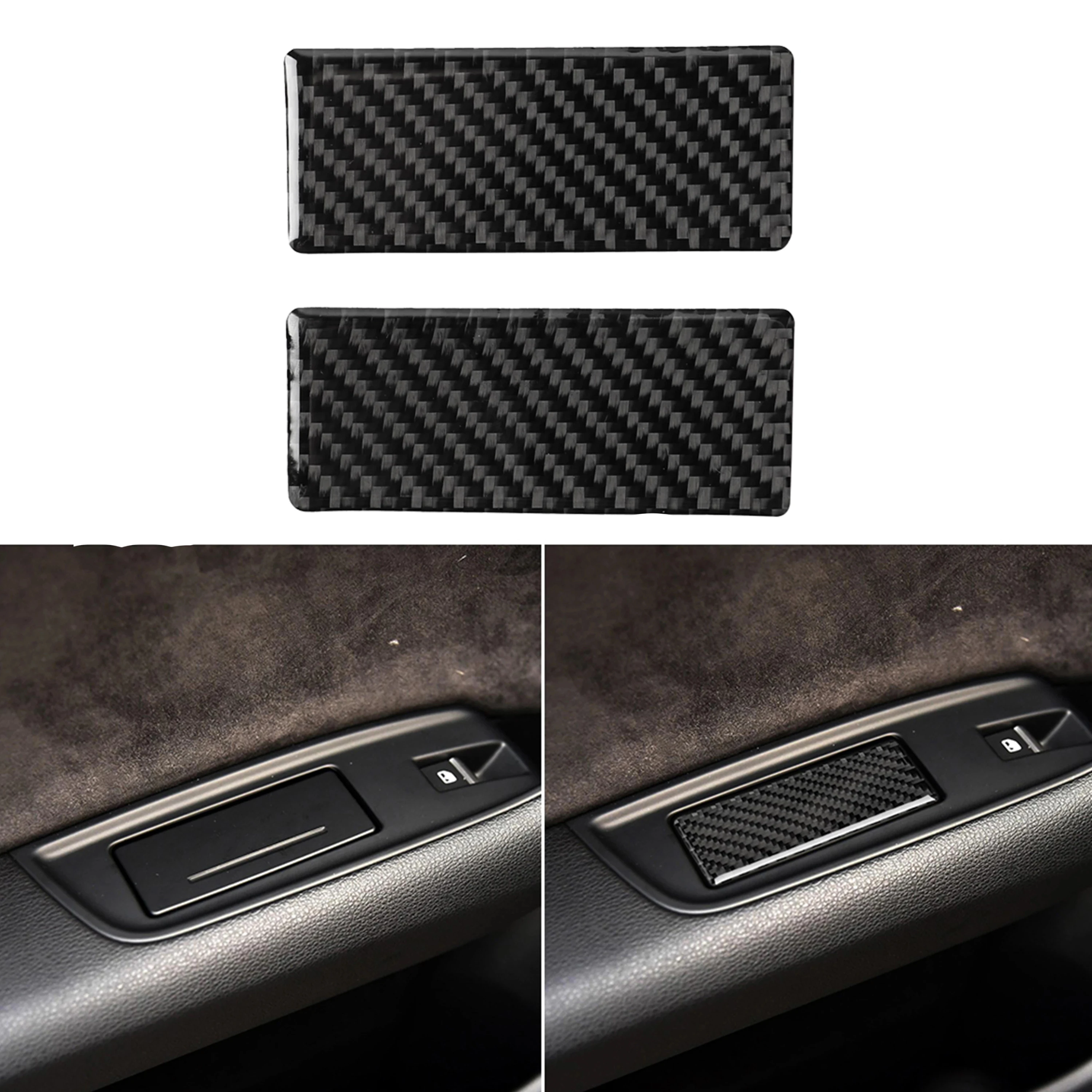 

For Audi Q7 SQ7 4M 2016-2019 Carbon Fiber Car Accessories Interior Sticker Both Rear Door Armrest Panel Box Ashtray Trim Cover