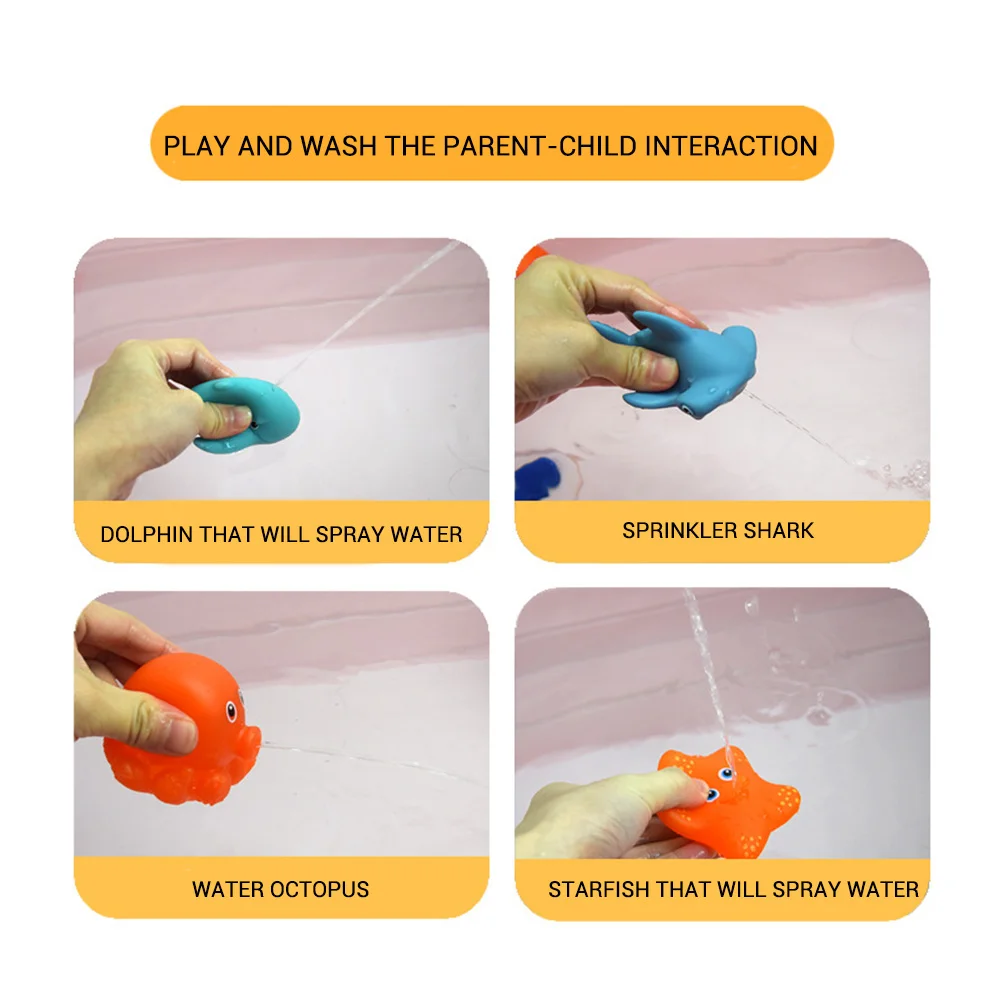 Детские Игрушки для ванны милые животные 7 шт./компл. детская Акула черепаха