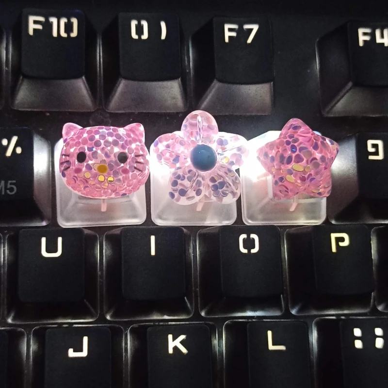 

Backlight Glittering Stars Keycap Cute Pure Lovely Stars Keycap Mechanical Keyboard Transparent Keycap R4 Cap M18