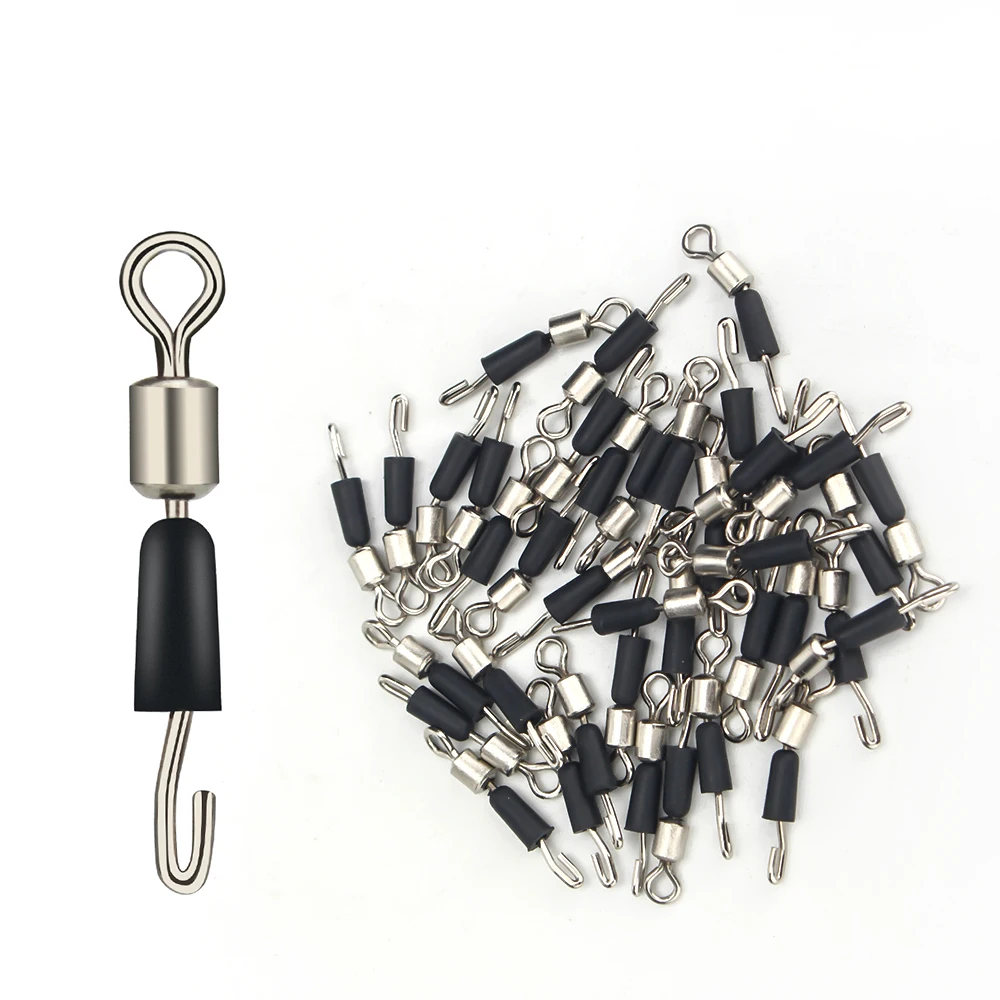 

TIANNSII 50pcs Ball Bearing Swivel Solid Rings Fishing Connector Quick Fast Link Connector Ocean Boat Fishing Accessories Sea
