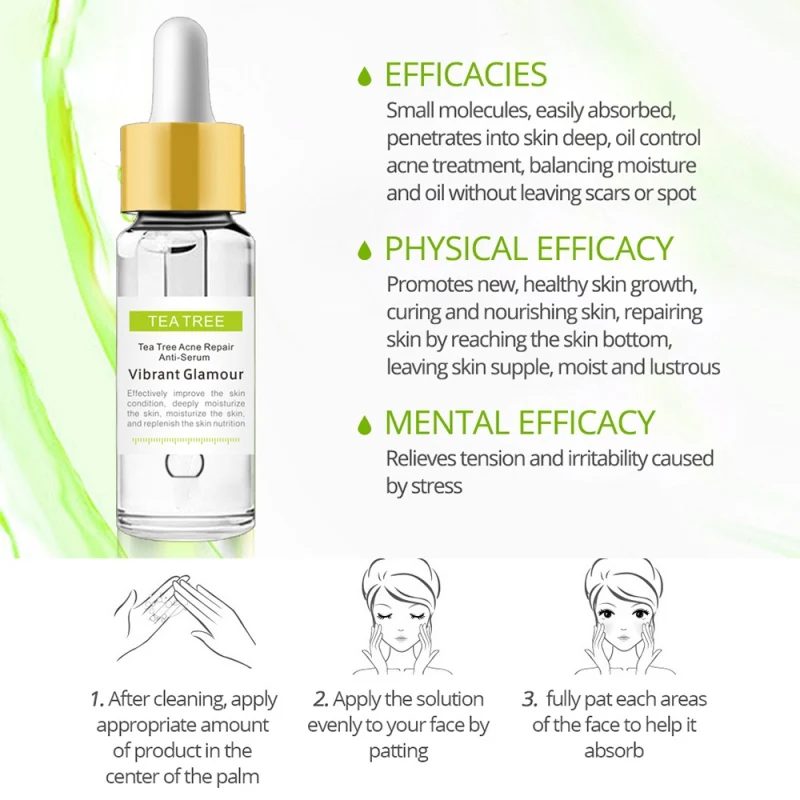 Чистый натуральный Чай дерево лица Сыворотки яркие угревой сыпи выдвижной поры