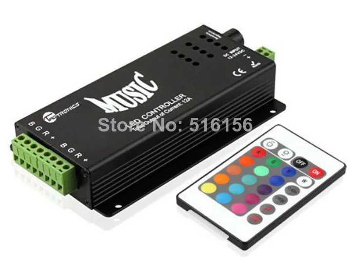 

Free Shipping 5PCS Music Controller /Audio sound sensitive for LED RGB Strip with 24keys IR remote12V/24V 12A Black Alu box