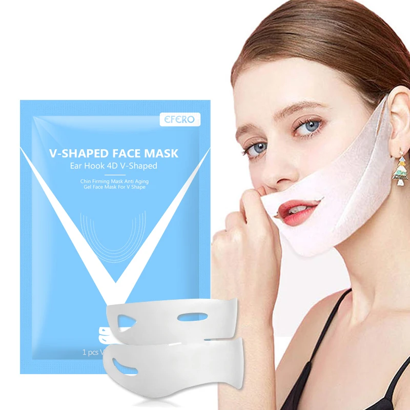 

2pcs 4D Ear Hook V-shaped Face Mask Chin Firming Slimming Gel Face Masks Lifting Face Mask Bandage Double Chin V Shape Face Mask