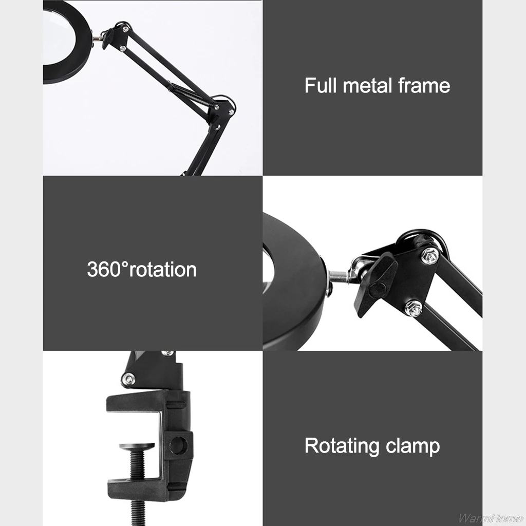 

Detachable 6.30" Table Cantilever Soldering Magnifier Desktop Repair Reading Soldering Beauty LED Magnifying Glass A07 21