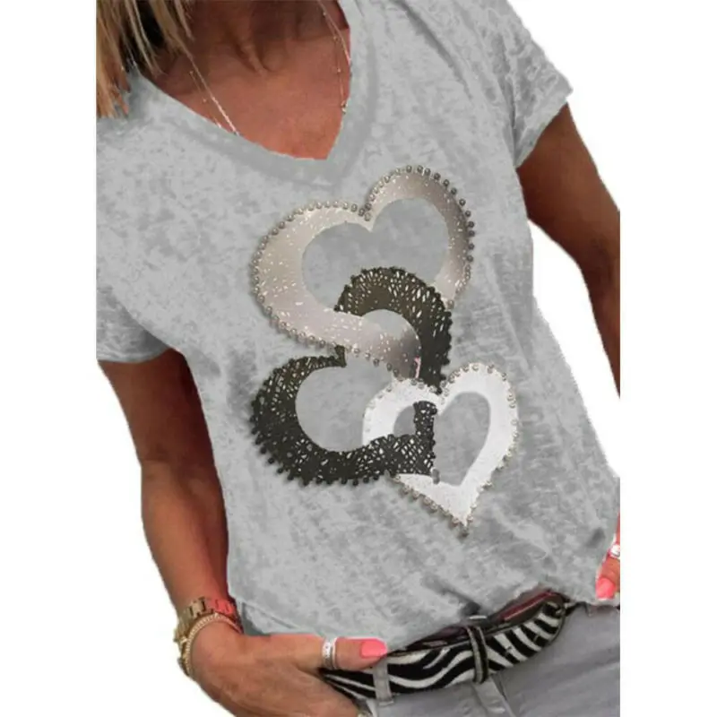 

Женская футболка с коротким рукавом и V-образным вырезом