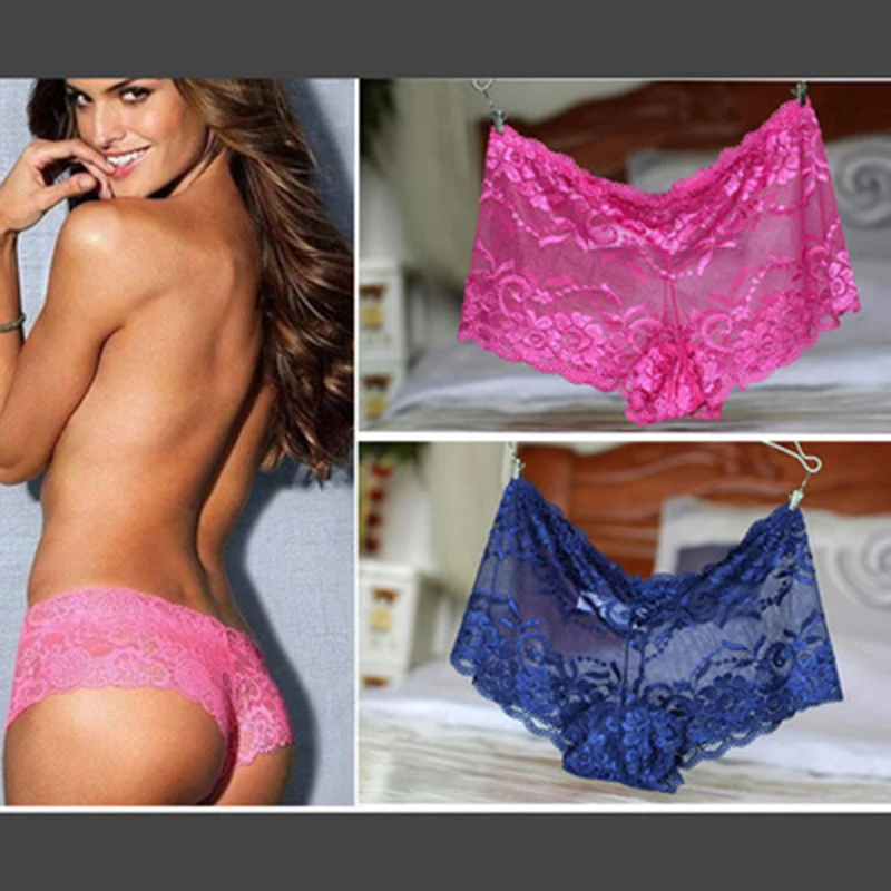 Женские кружевные трусы размера плюс с низкой талией прозрачные шелковые