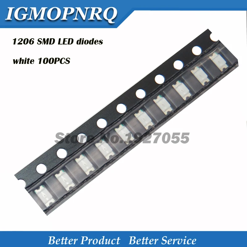 100 шт улучшенные светодиоды 1206 SMD led свет белый 1206 светоизлучающий