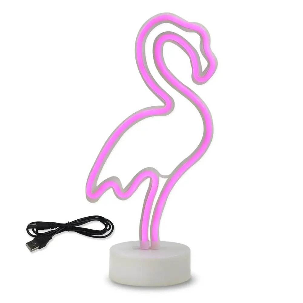 

Flamingo Cactus Neon Sign Light Usb 12v Rainbow Led Bulb Home Bedroom Closet Cabinet Study Bedside Table Decoration Night Lamp