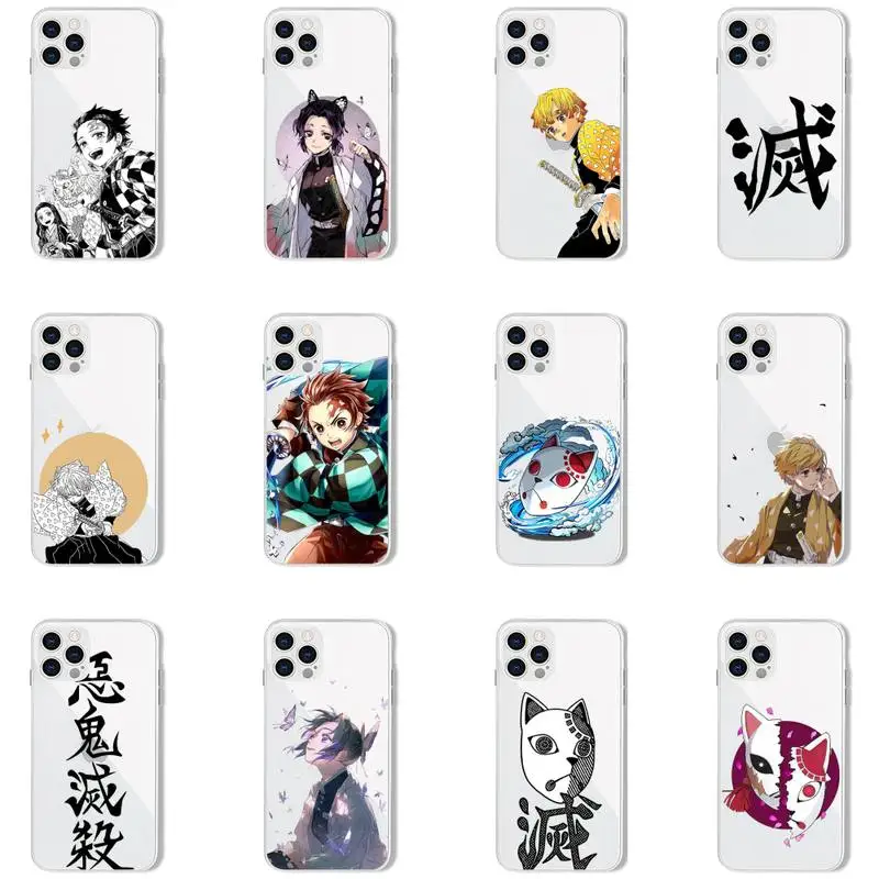 

Demon Slayer phone cases Transparent for iPhone 7 8 11 12 13 s mini pro X XS XR MAX Plus custodia per cellulare
