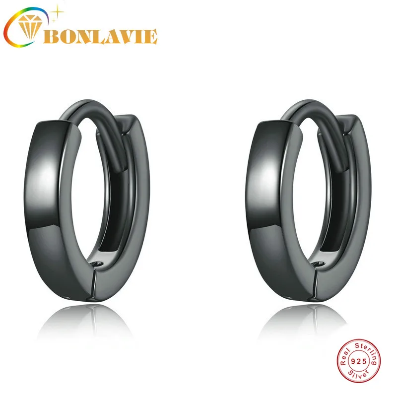 

Модные черные круглые серьги-клипсы BONLAVIE из стерлингового серебра S925, Женские Ювелирные изделия, оптовая продажа