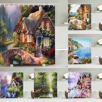 fairy tale dream forest shower curtain decor waterproof fabric bathroom curtains oil painting landscape bath screen with 12 hook