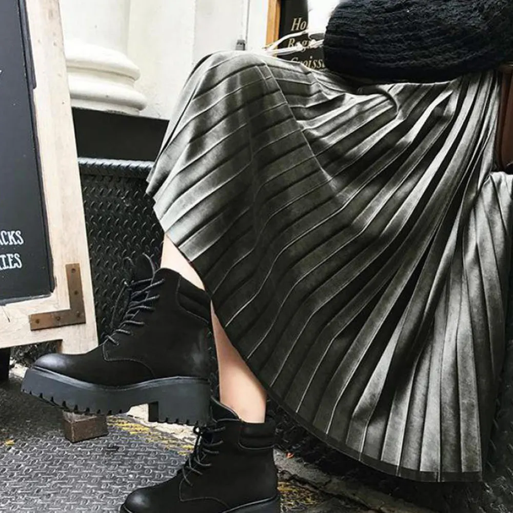 Юбка женская плиссированная эластичная средней длины однотонная Повседневная