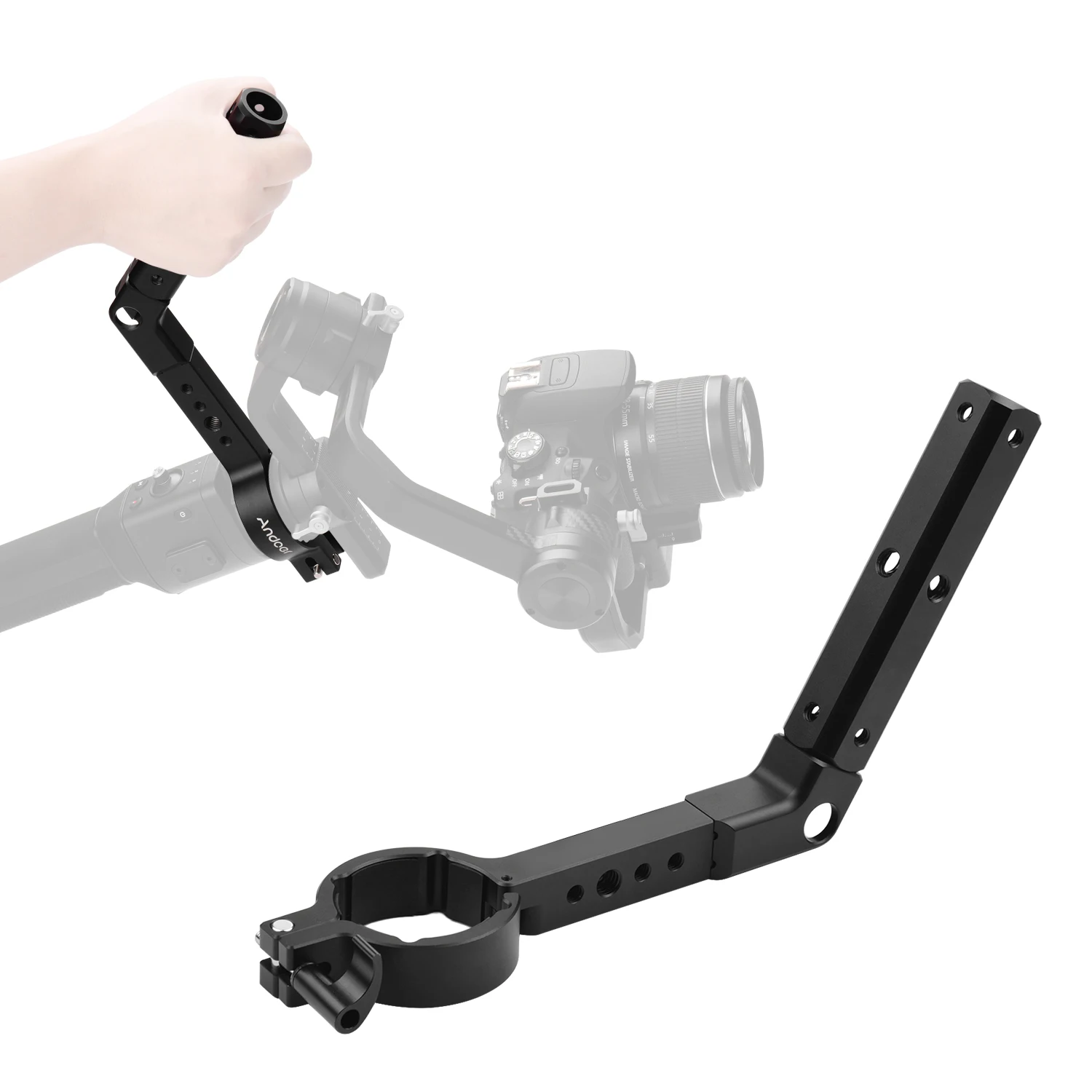 

Andoer шарнирный стабилизатор Ручка Рукоятка удлинитель держатель из алюминиевого сплава с мини шаровой головкой крепление для DJI Ronin S