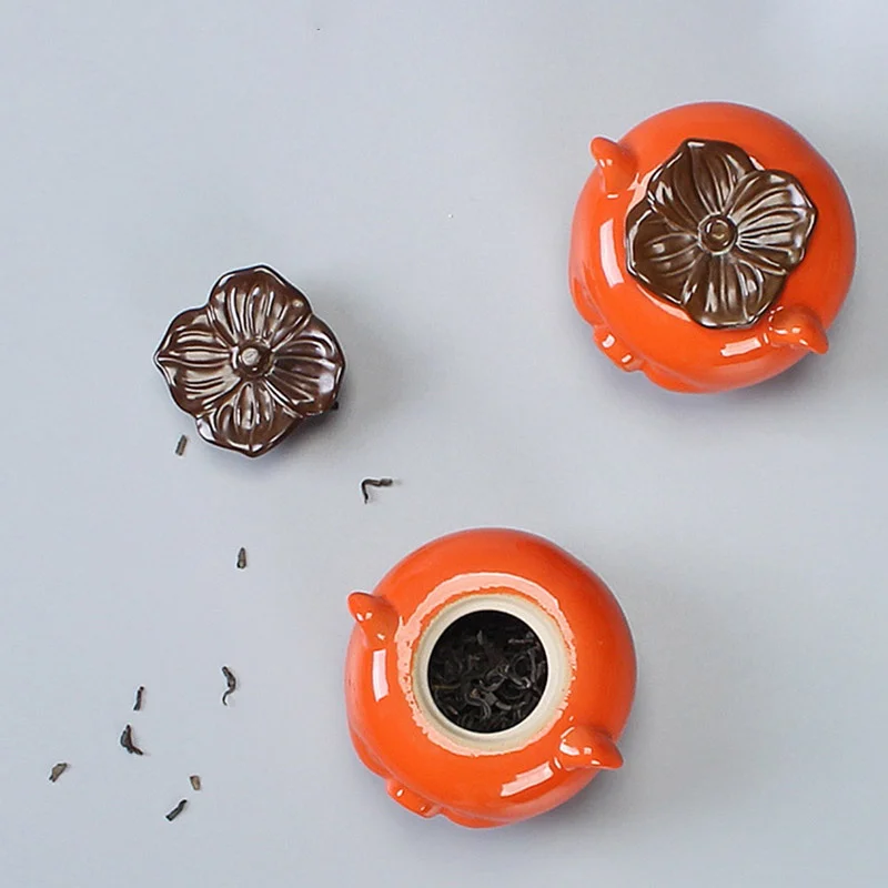 

Tea Caddy Simulation Persimmon Ruyi Sealed Pot Ceramic Tea Caddy Wholesale Clay Pot Chinese Porcelain Ceramic Coffee Pot Gift
